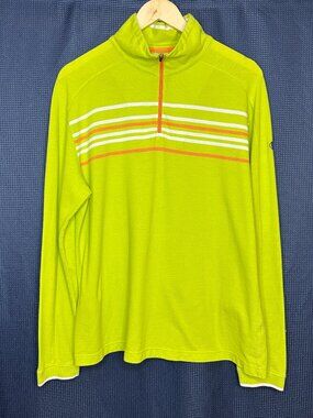 Aigle Men’s 1/4 Zip Textured Striped Pullover, Large Gorpcore Outdoor Y2K Preppy